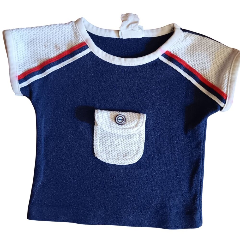 Girls 2T Vintage 1970's Tennis T-shirt Top Aileen Girls Front Pocket Distress